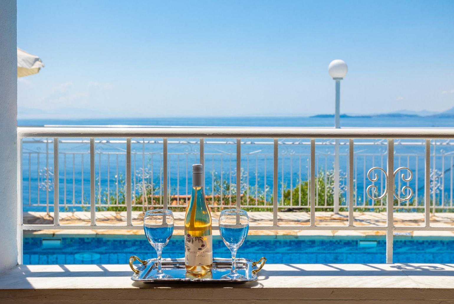 Private pool and terrace with panoramic sea views