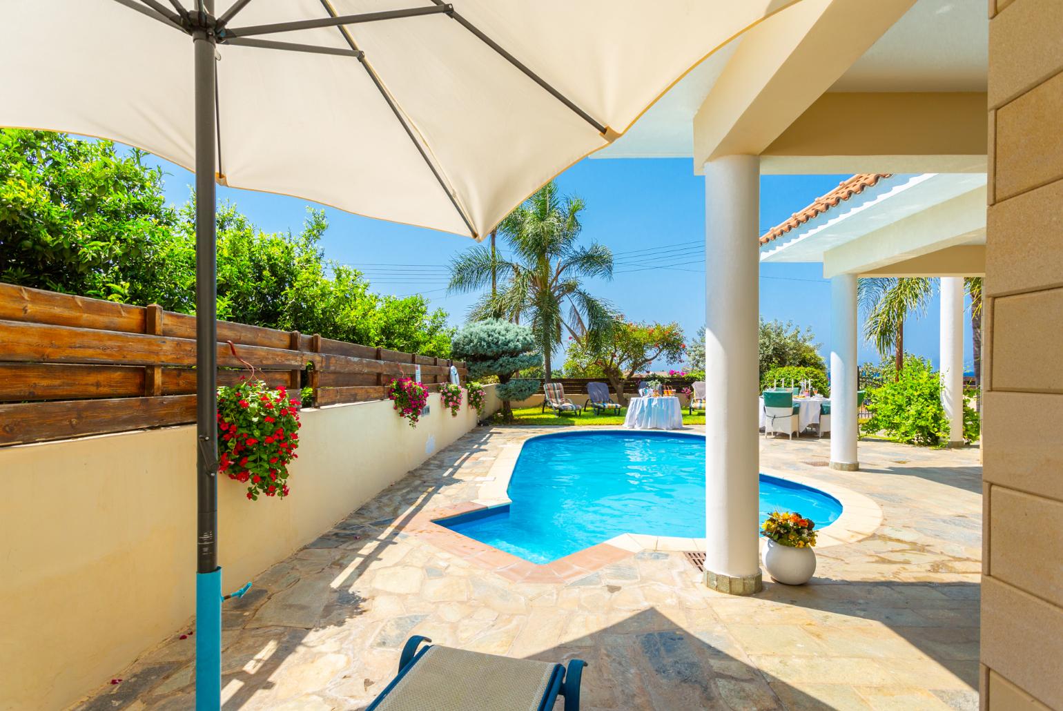 Private pool, terrace, and garden