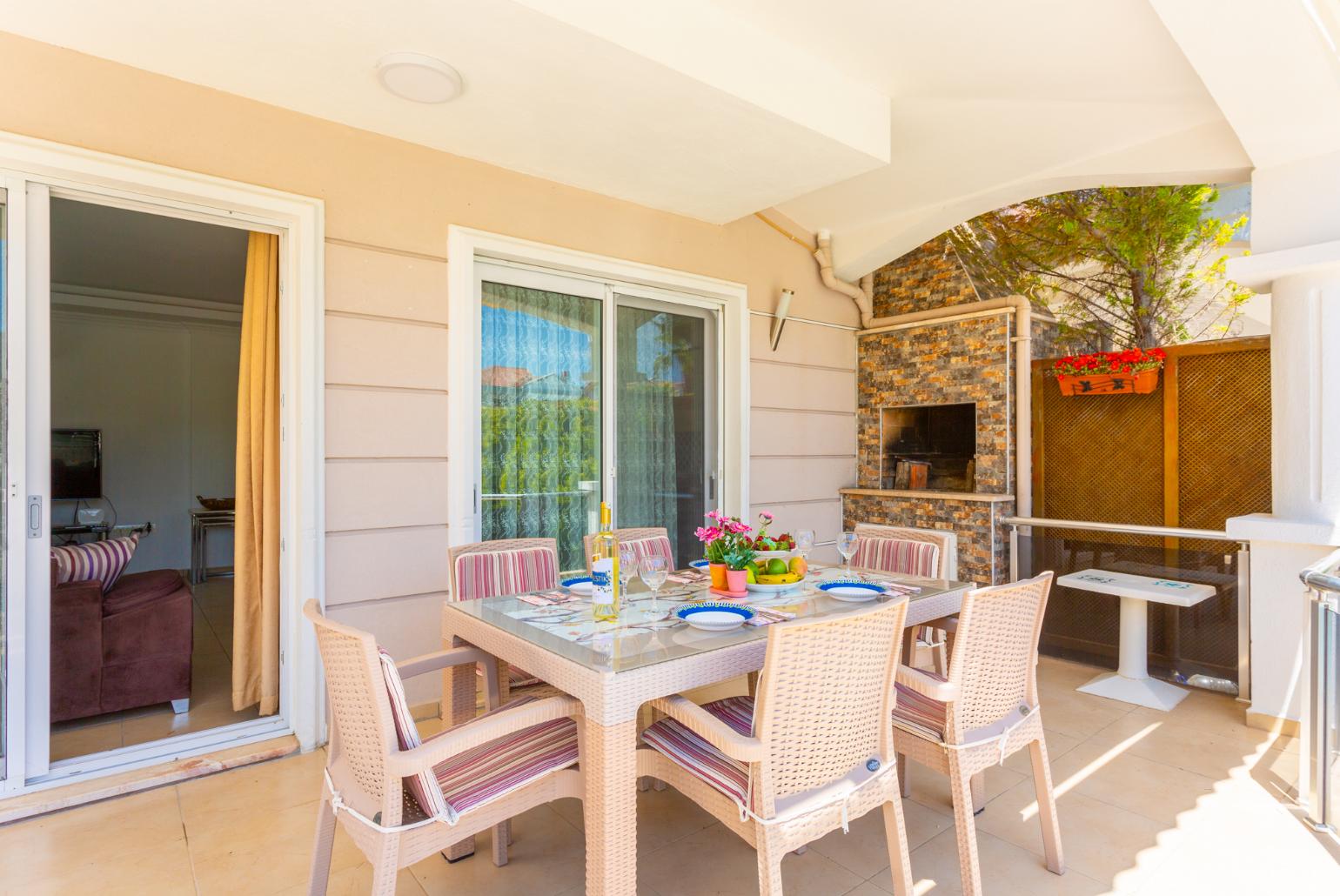 Sheltered terrace area with BBQ