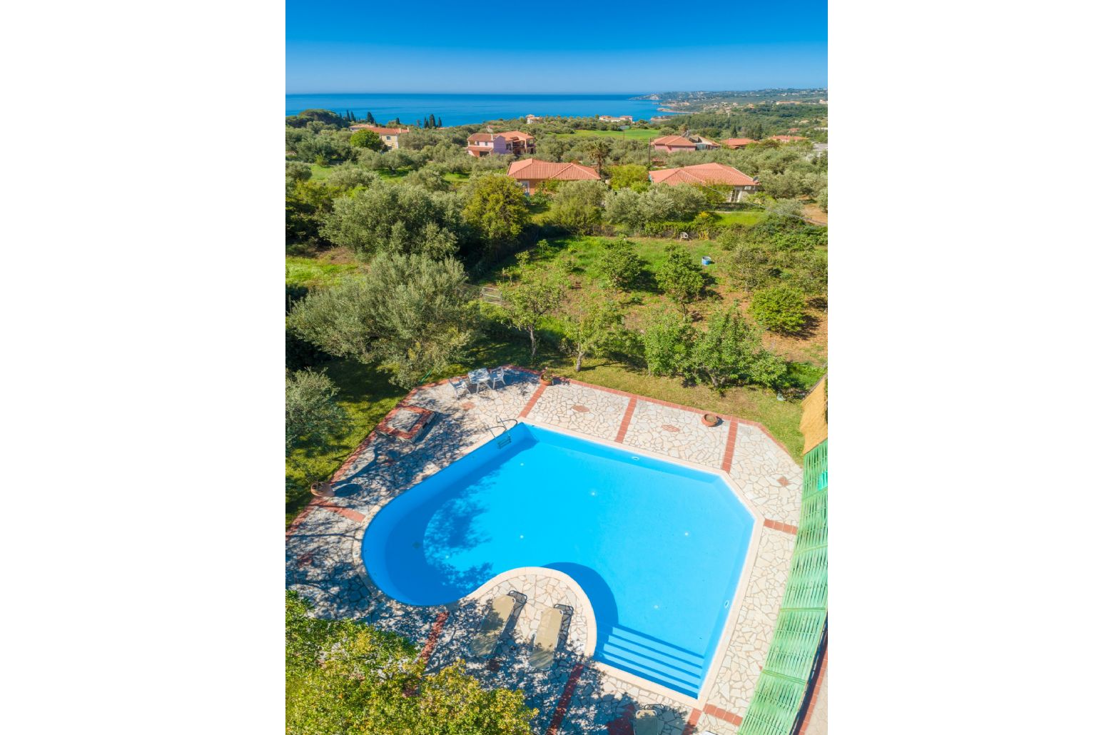 Aerial view of private pool and terrace