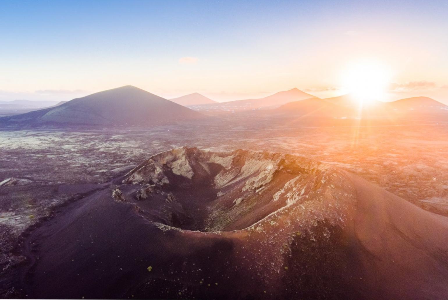Sunrise over the nearby Volcan el Cuervo