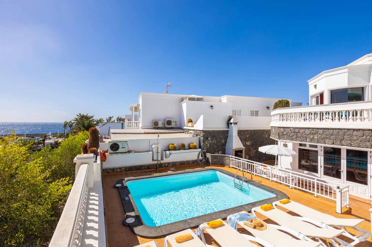 Private pool and terrace with sea views