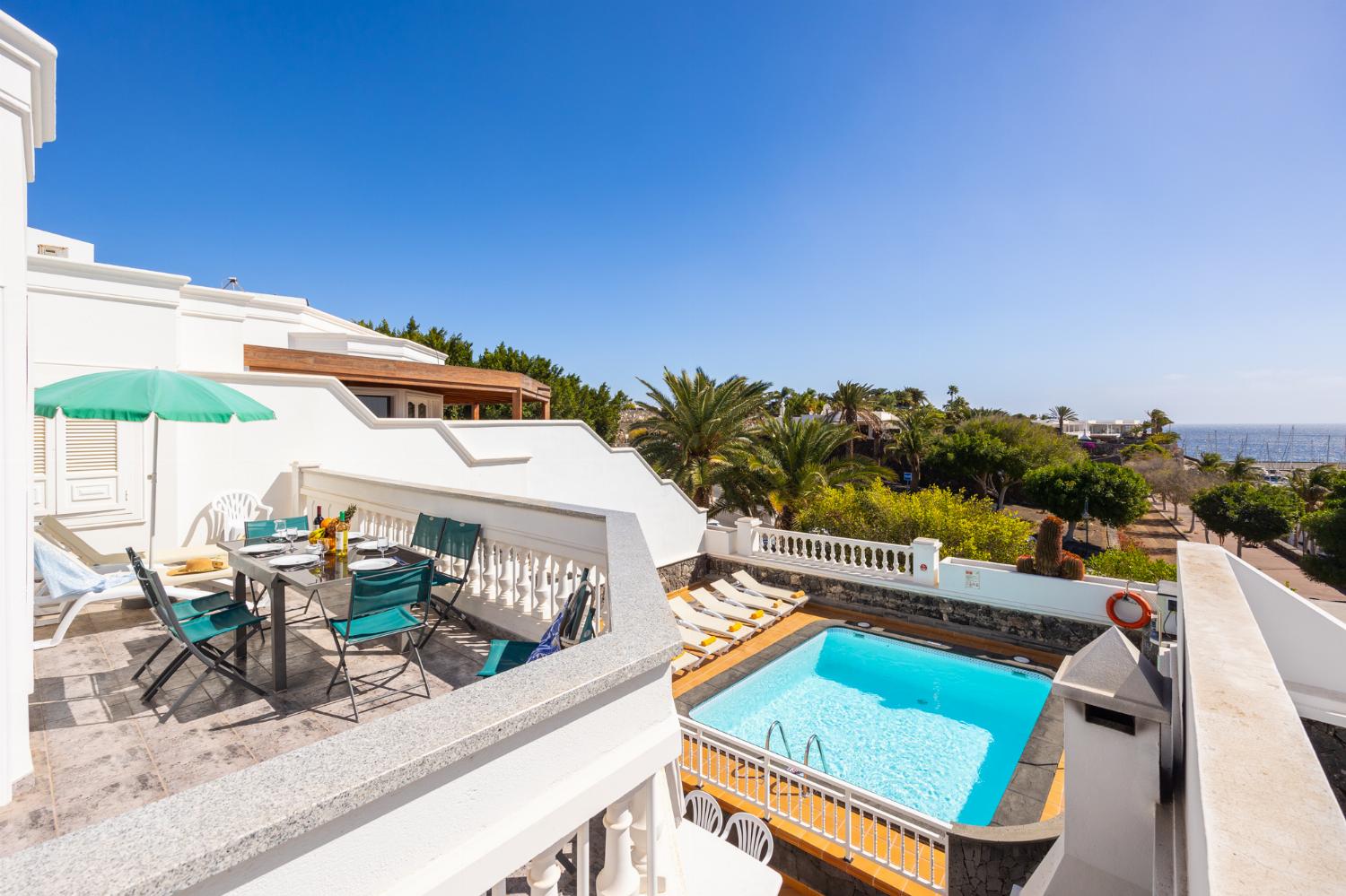 Private pool and terrace with sea views