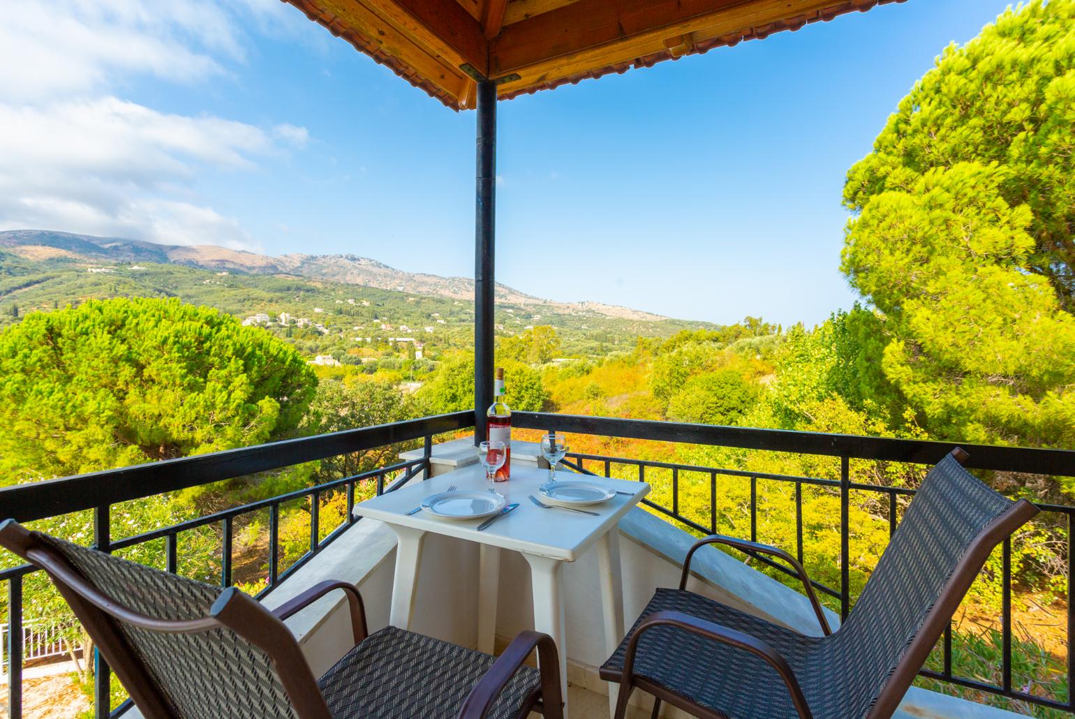 Private upper terrace area with countryside views