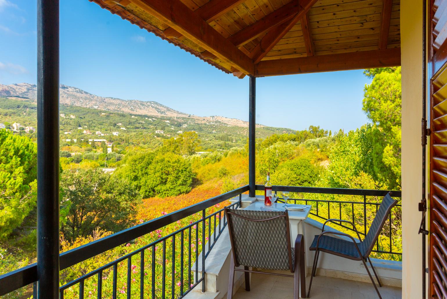 Private upper terrace area with countryside views