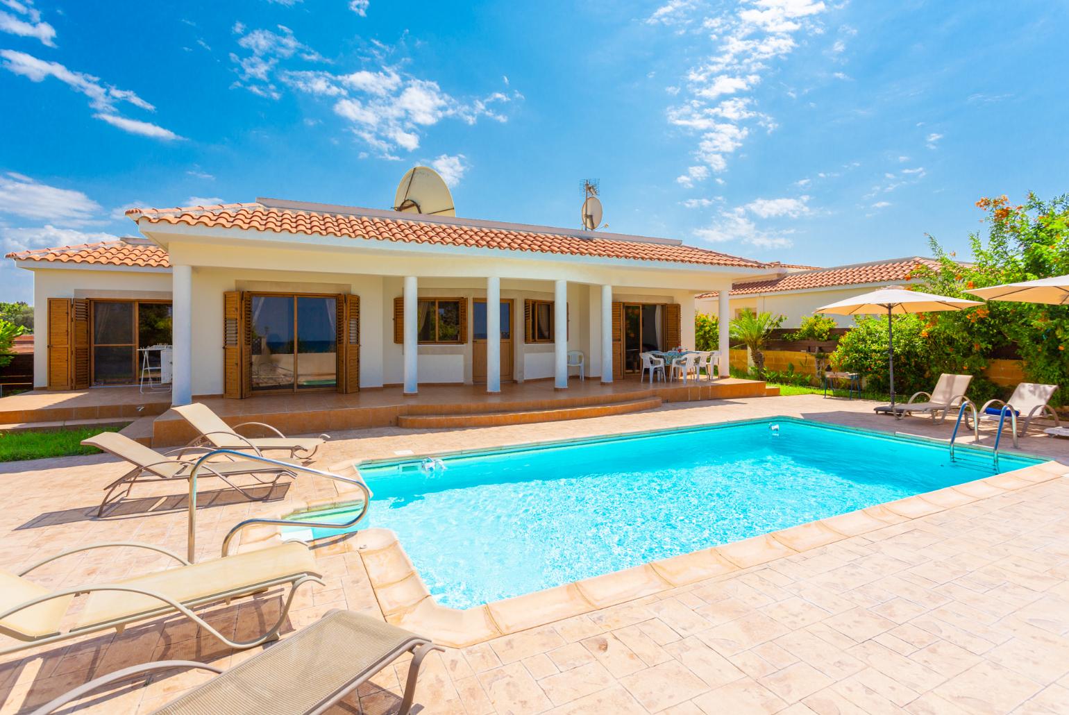 ,Beautiful villa with private pool and terrace with sea views