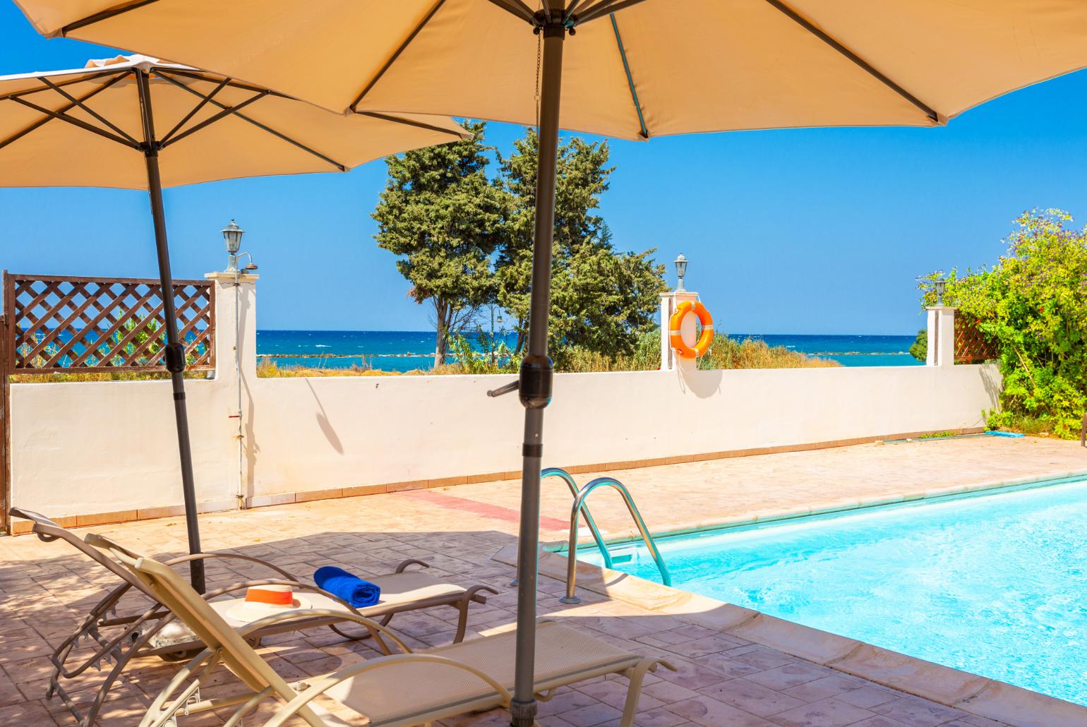 Private pool and terrace with sea views