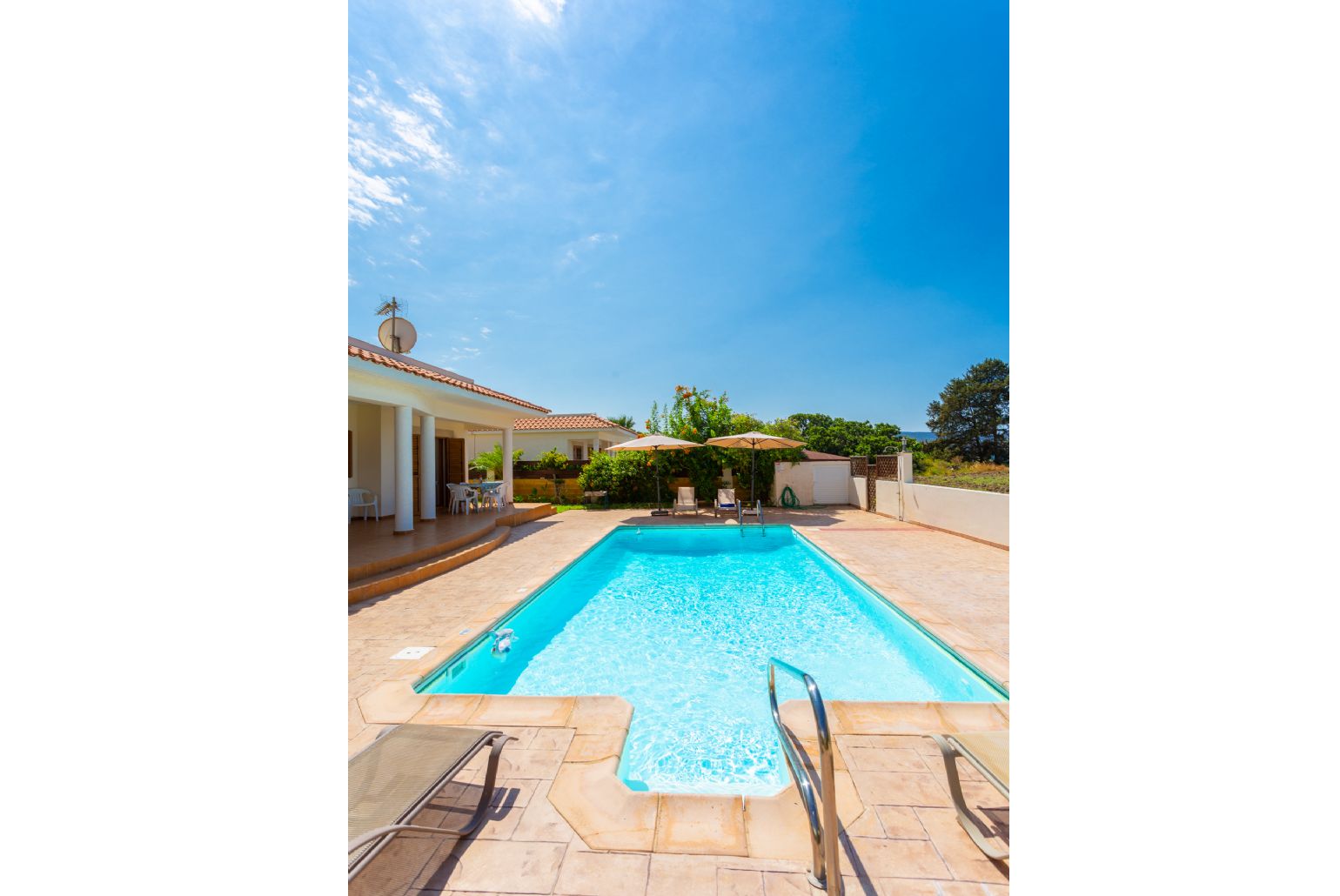 Private pool and terrace with sea views