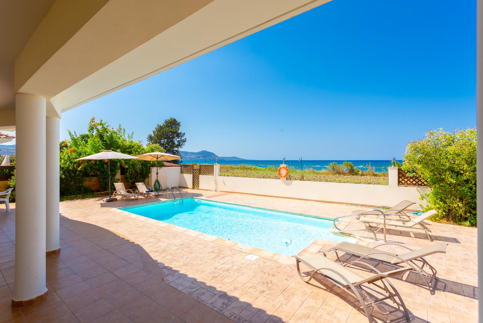 Sheltered terrace area with sea views