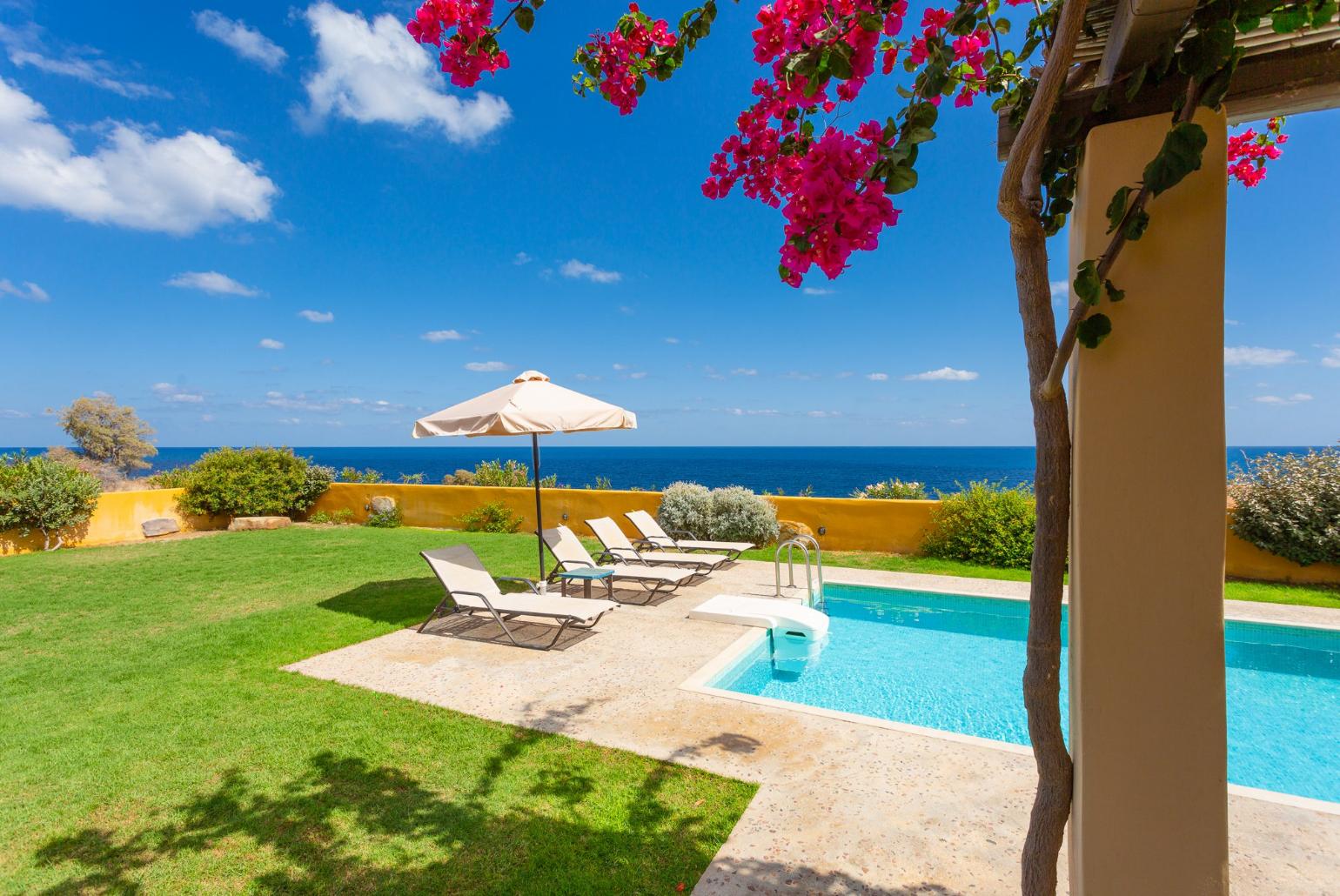 Private pool and terrace with panoramic sea views