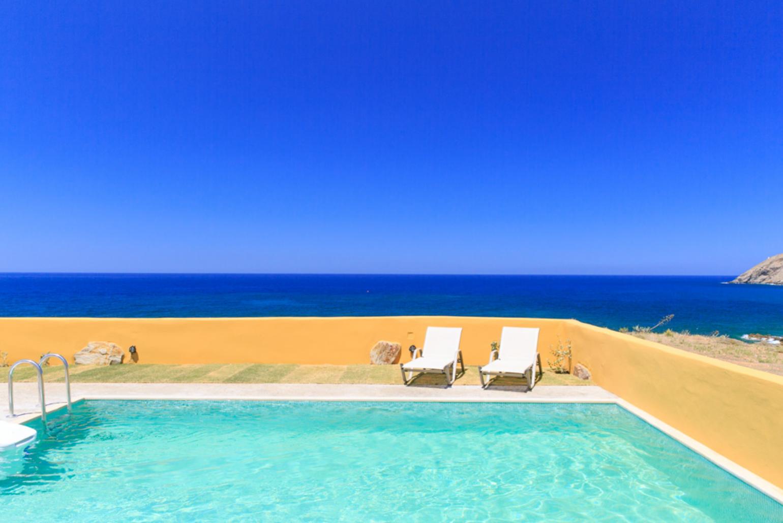 Private pool and terrace with panoramic sea views