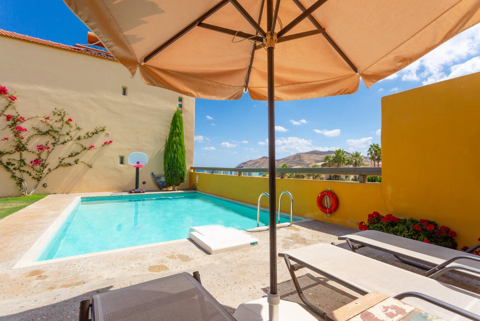 Private pool and terrace with sea views