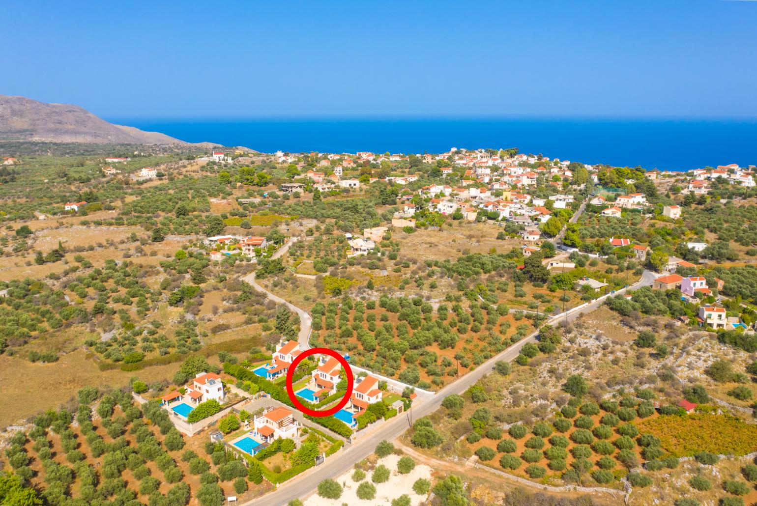 Aerial view showing location of Ekklisies Dio
