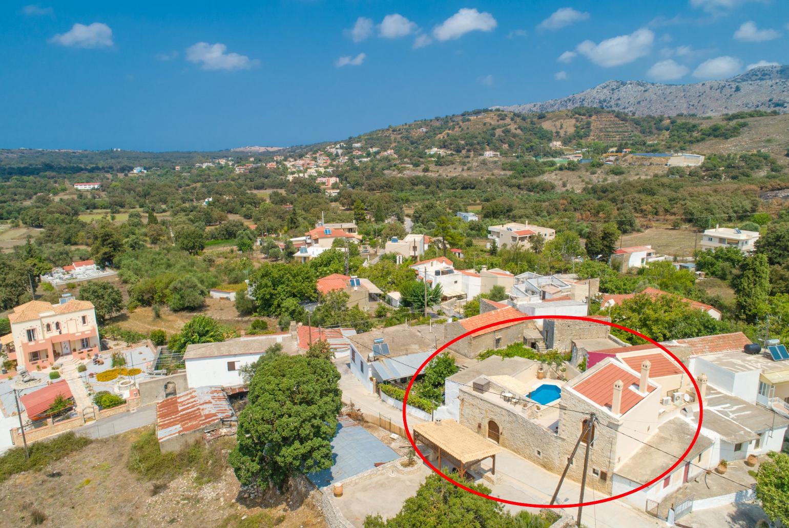 Aerial view showing location of Archontiko Galliaki