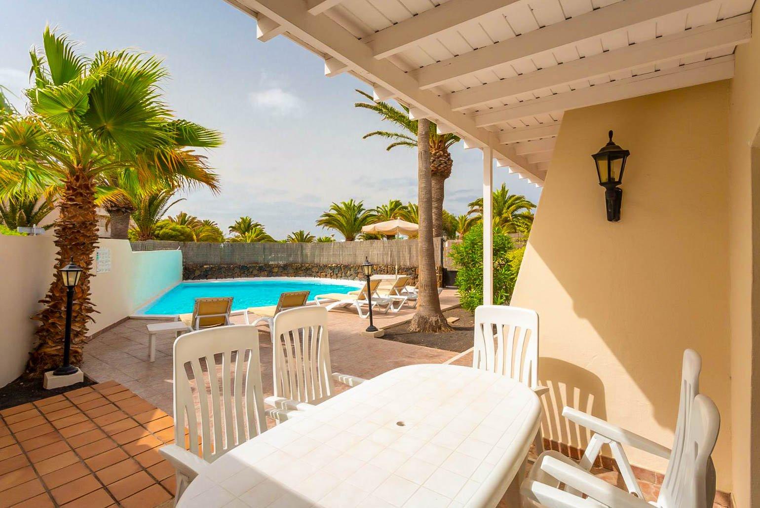 Sheltered outdoor dining area