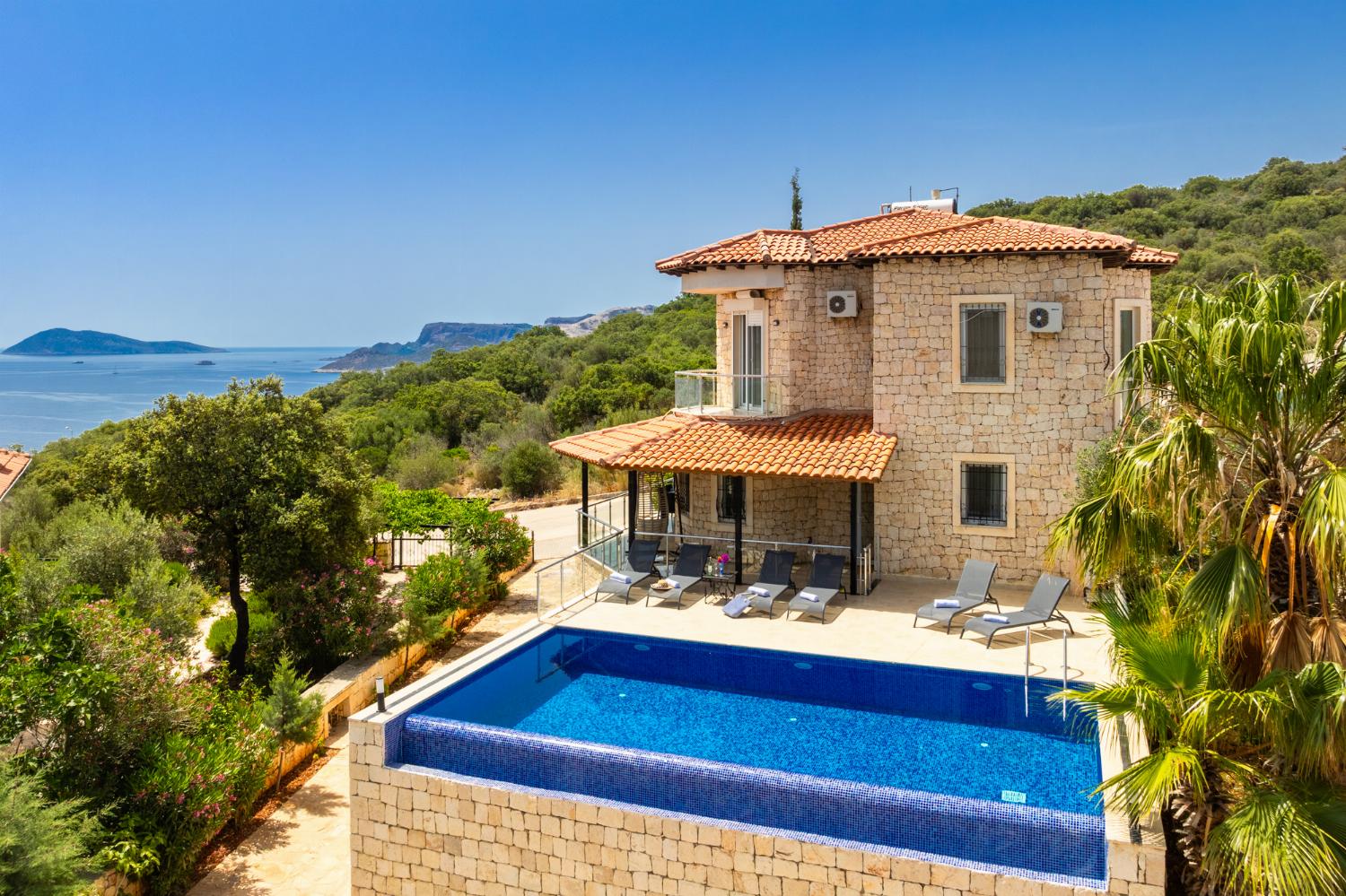 ,Beautiful villa with private pool and terrace with sea views