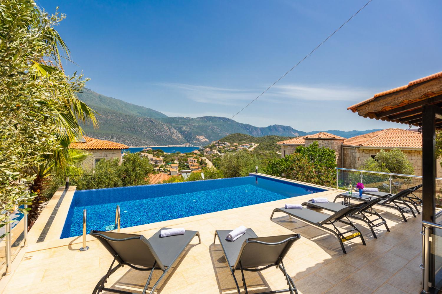Private pool and terrace with sea views