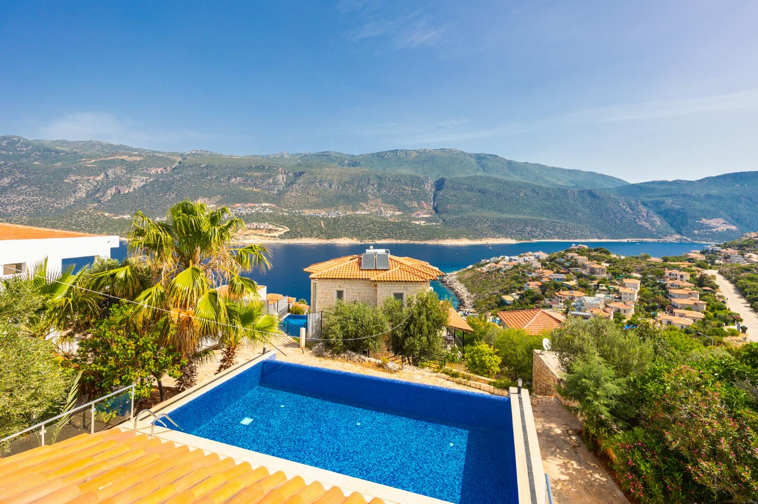 Private pool and terrace with sea views
