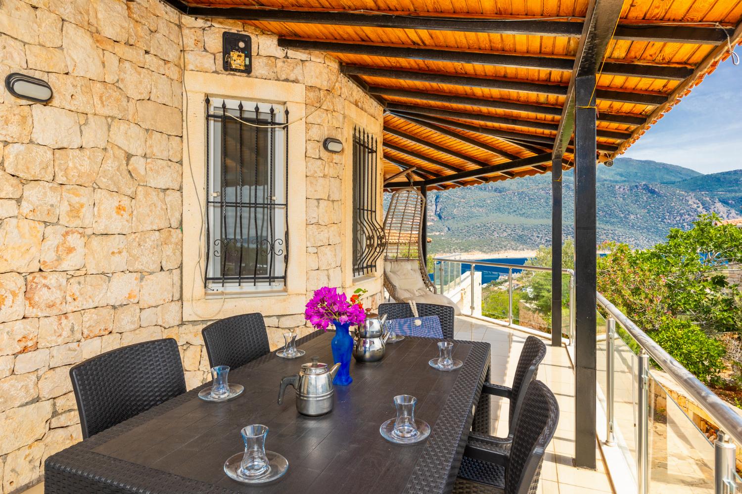 Sheltered terrace area with sea views