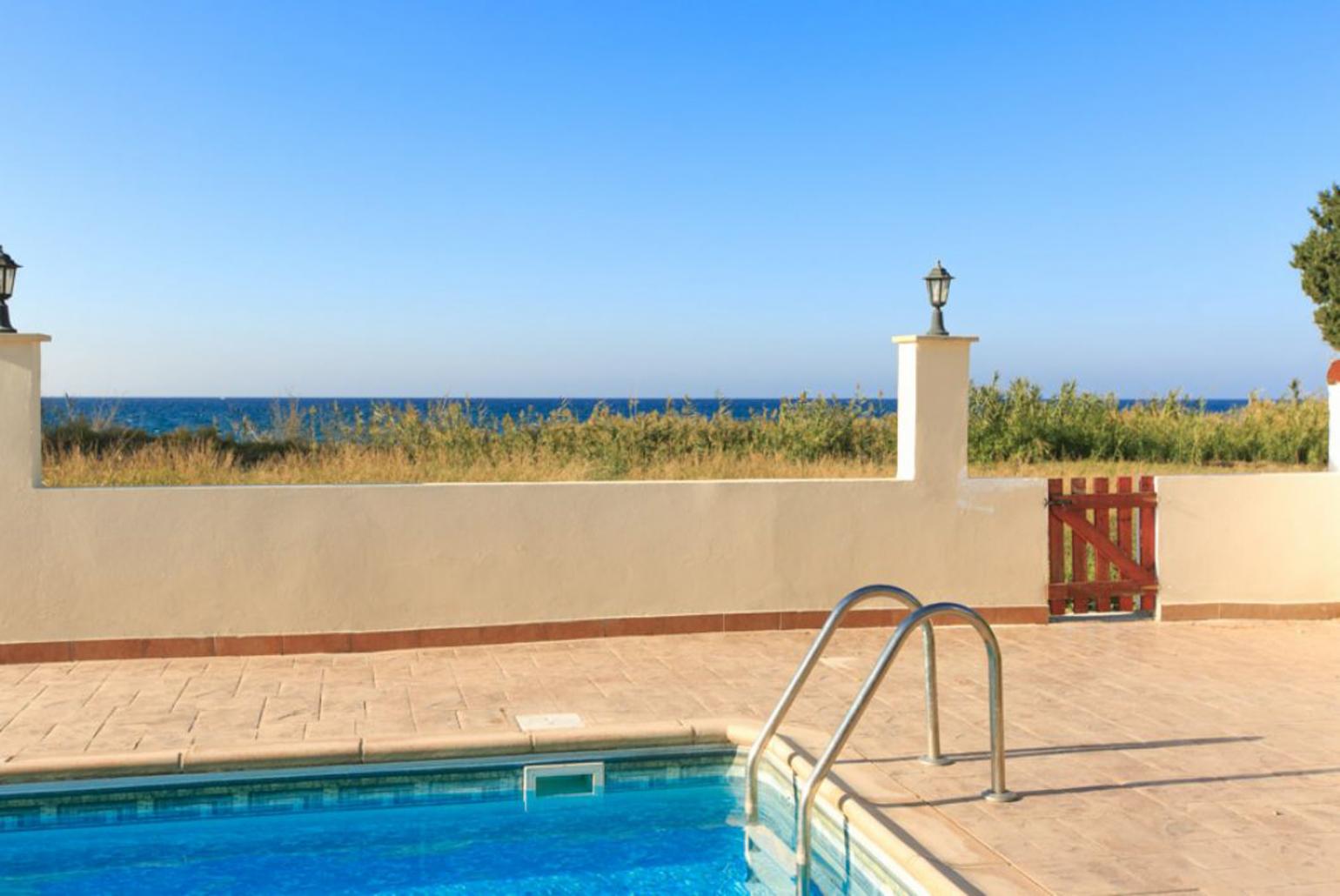 Private pool and terrace with sea views