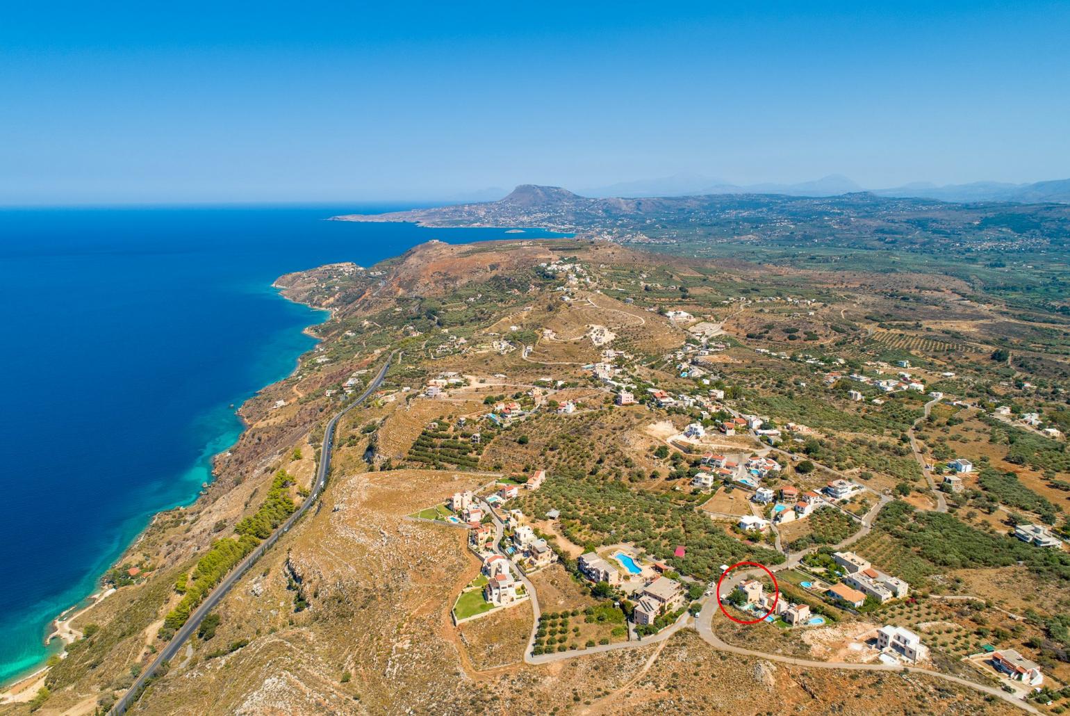 Aerial view showing location of Villa Neria