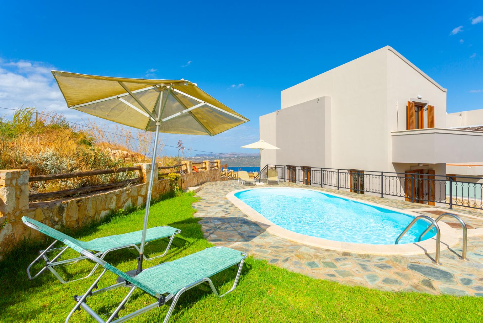 ,Beautiful villa with private pool and terrace with sea and mountain views