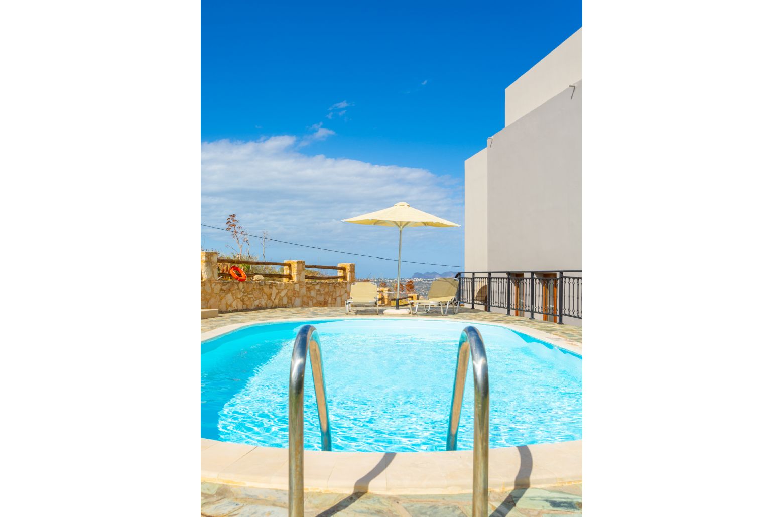 Private pool and terrace with sea and mountain views