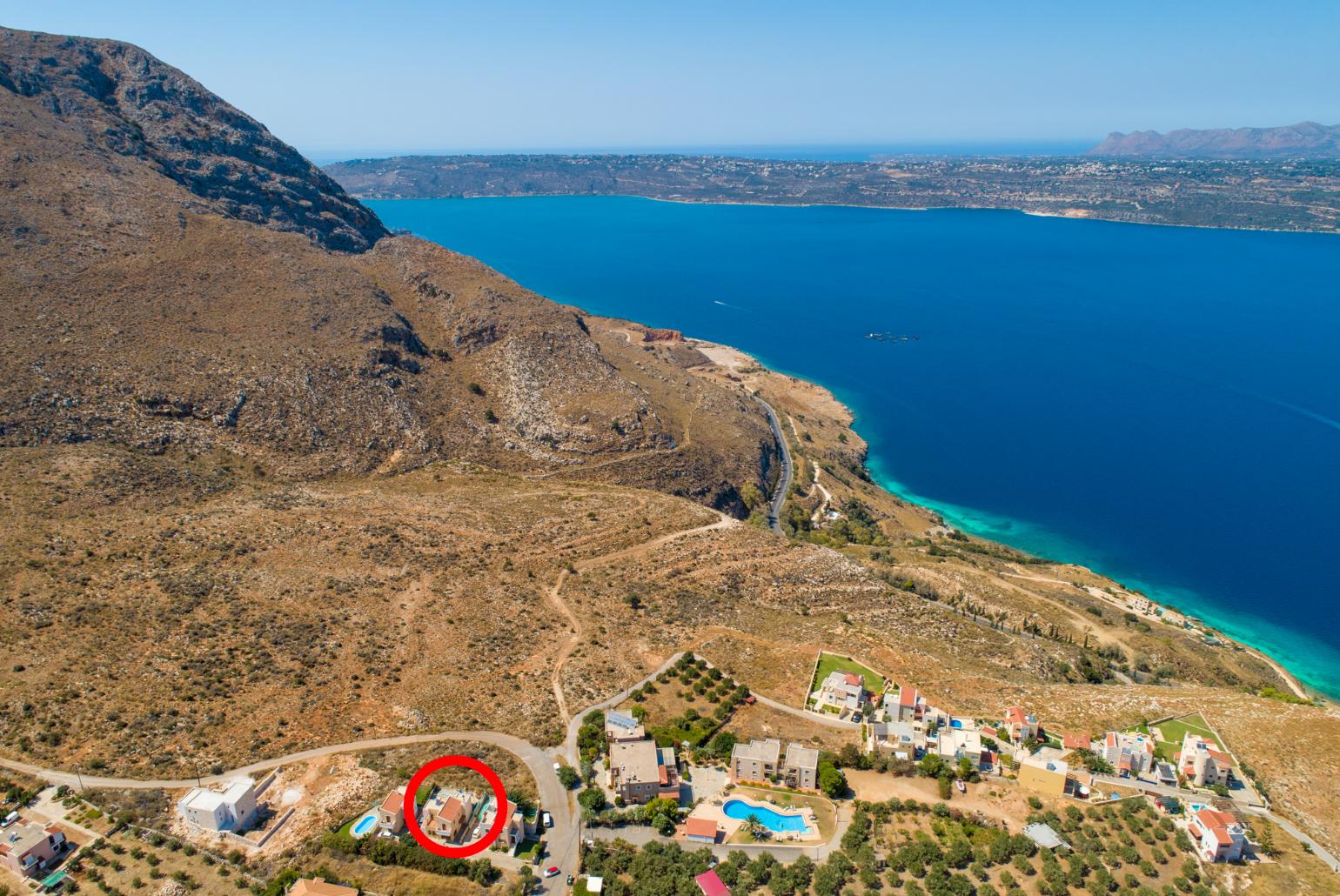 Aerial view showing location of Villa Konstantina