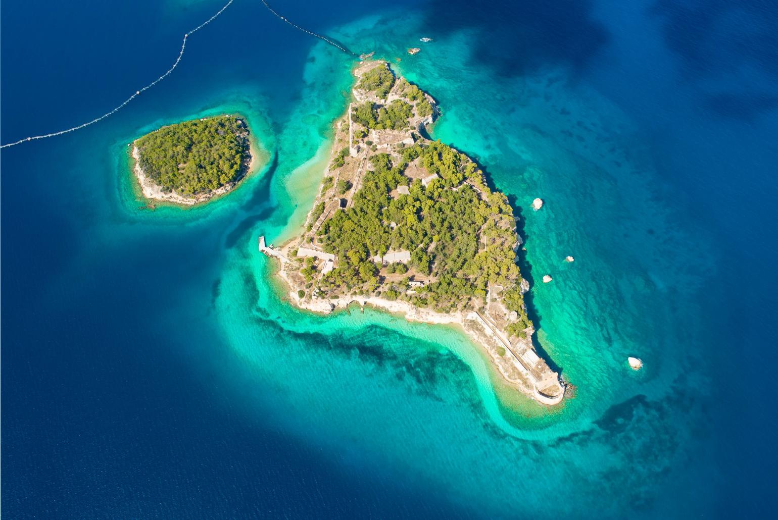 Aerial view of an island just out from Souda Bay View
