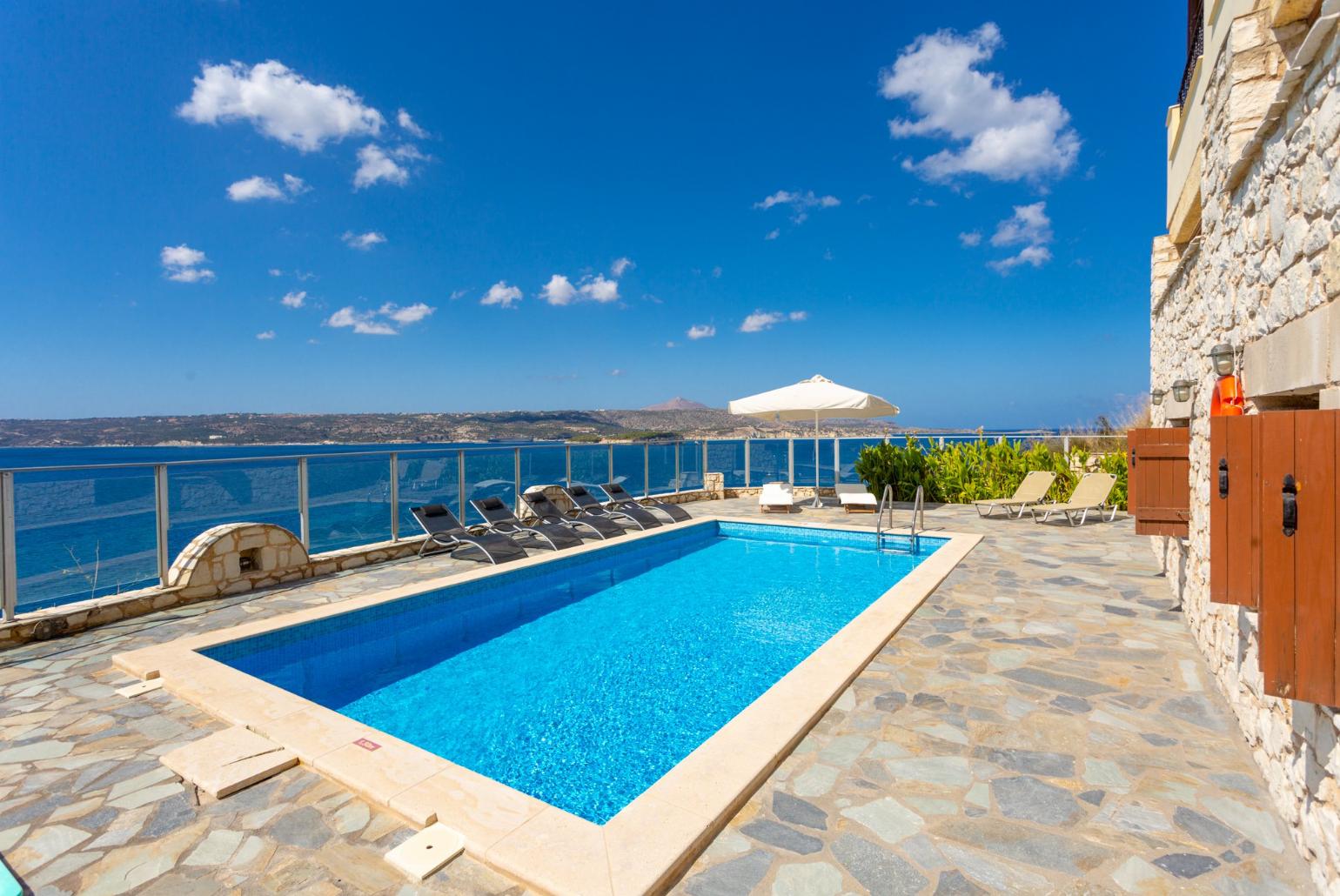 Private pool and terrace with panoramic sea views