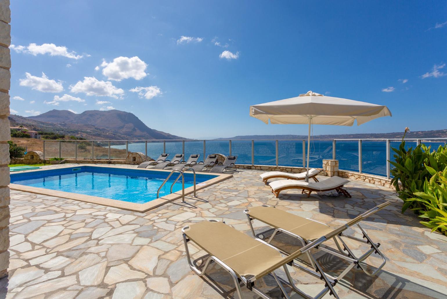 Private pool and terrace with panoramic sea views