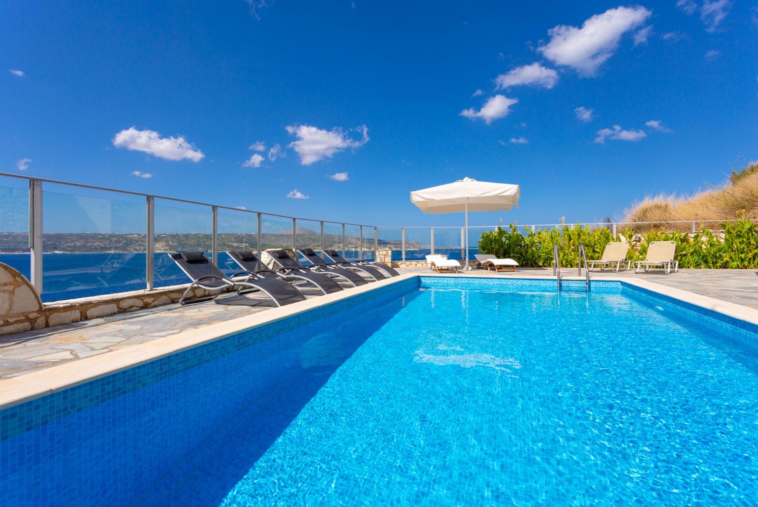 Private pool and terrace with panoramic sea views