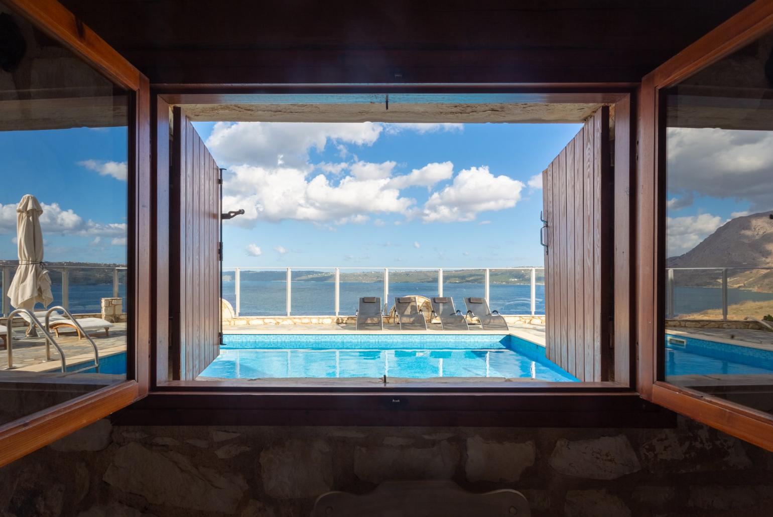 Pool and sea views from self-contained apartment