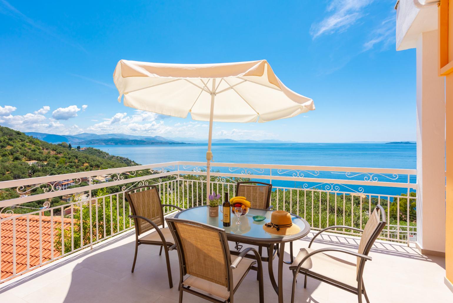 Upper terrace area with panoramic sea views