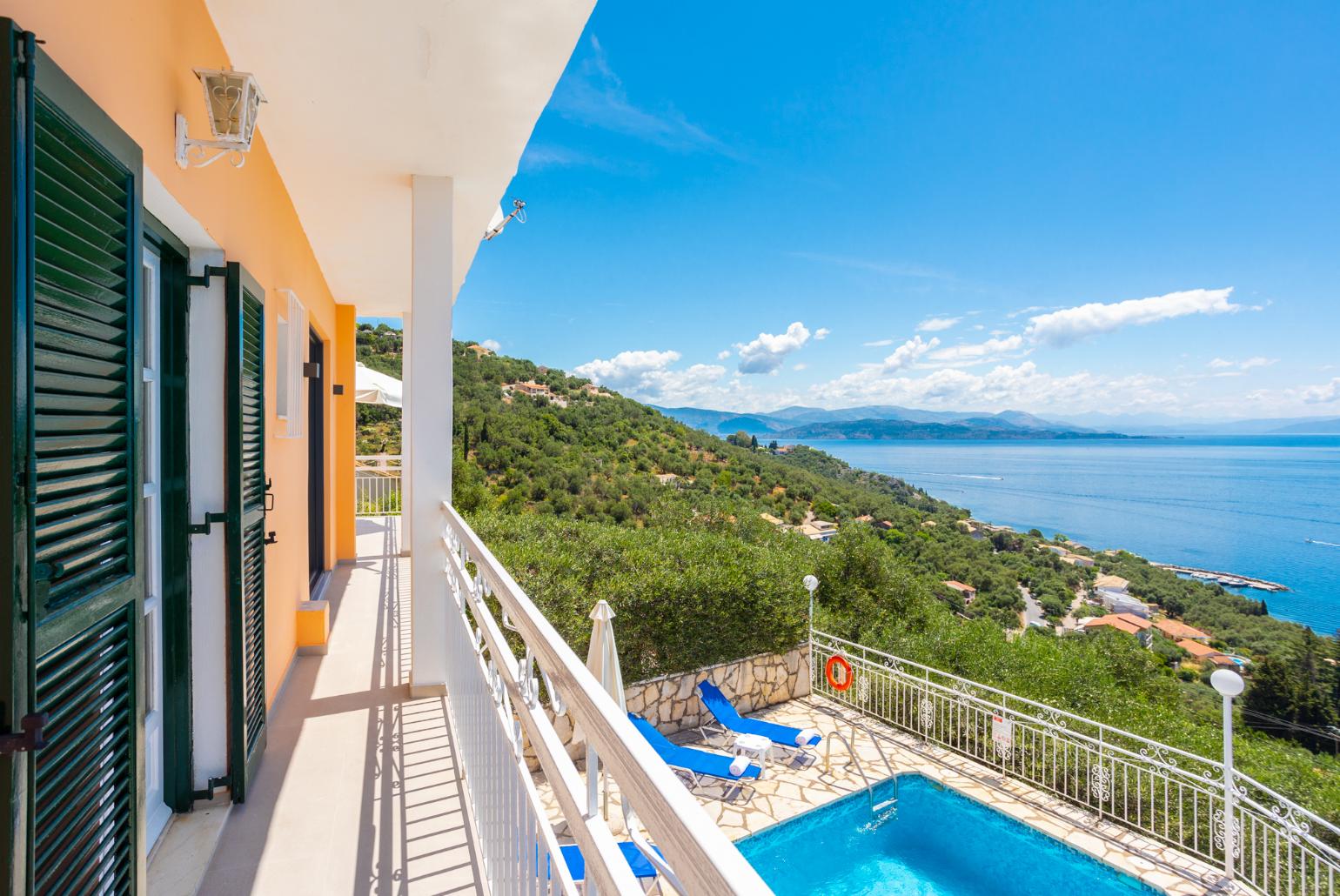 Upper terrace area with panoramic sea views