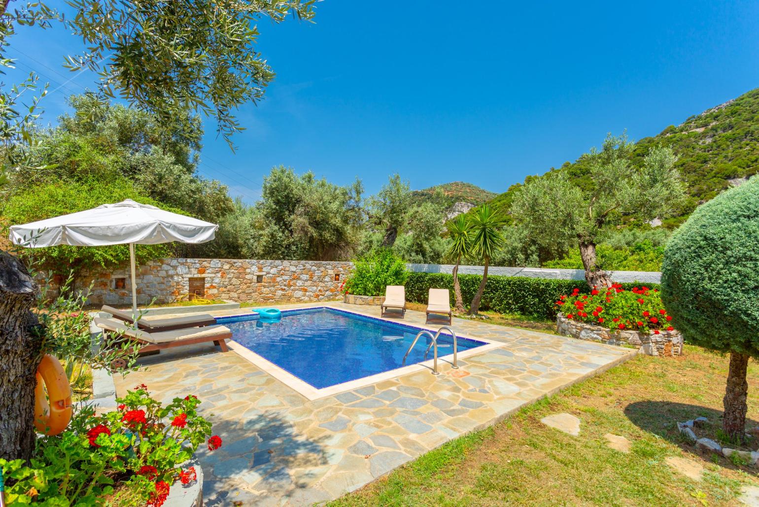 Private pool, terrace, and garden