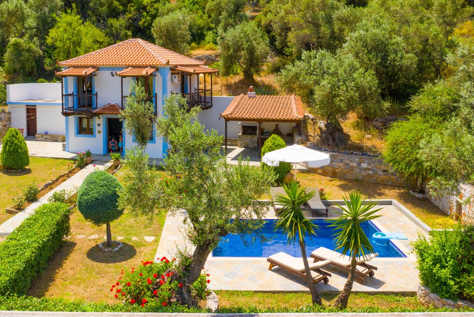 ,Beautiful villa with private pool, terrace, and garden