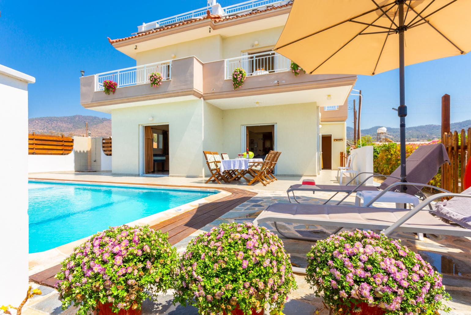 Beautiful villa with private infinity pool, terrace, and garden with panoramic sea views