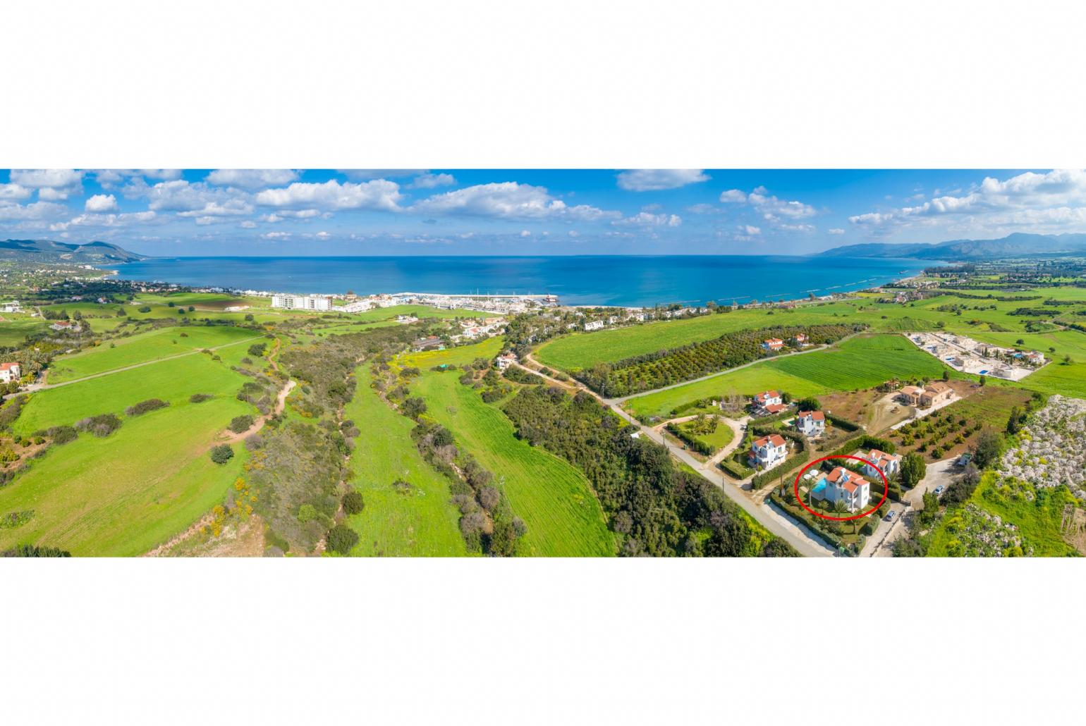 Aerial view showing location of Villa Iliada