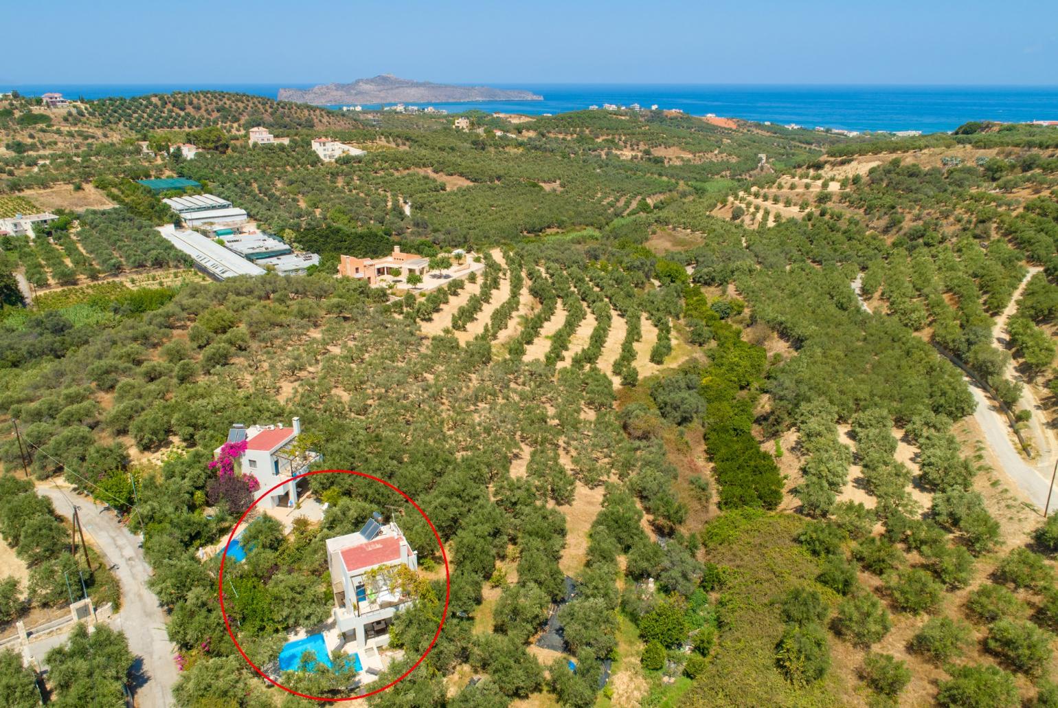 Aerial view of Villa Dimitra