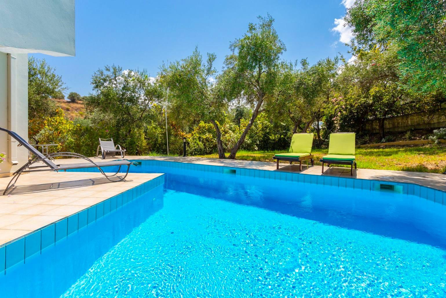 Private pool, terrace, and garden