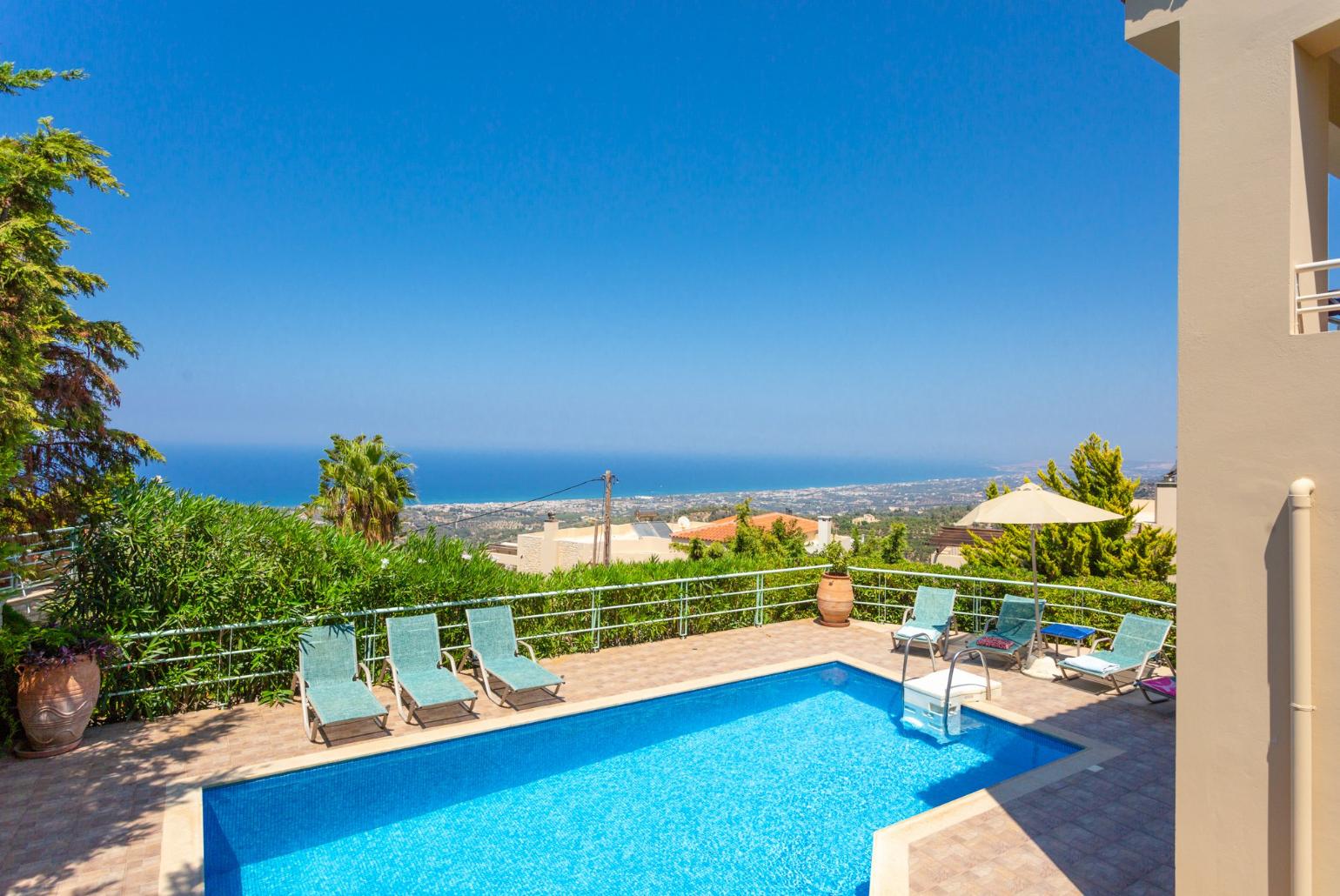 Private pool and terrace with sea views