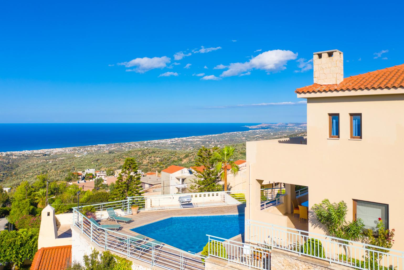 ,Beautiful villa with private pool and terrace with panoramic sea views