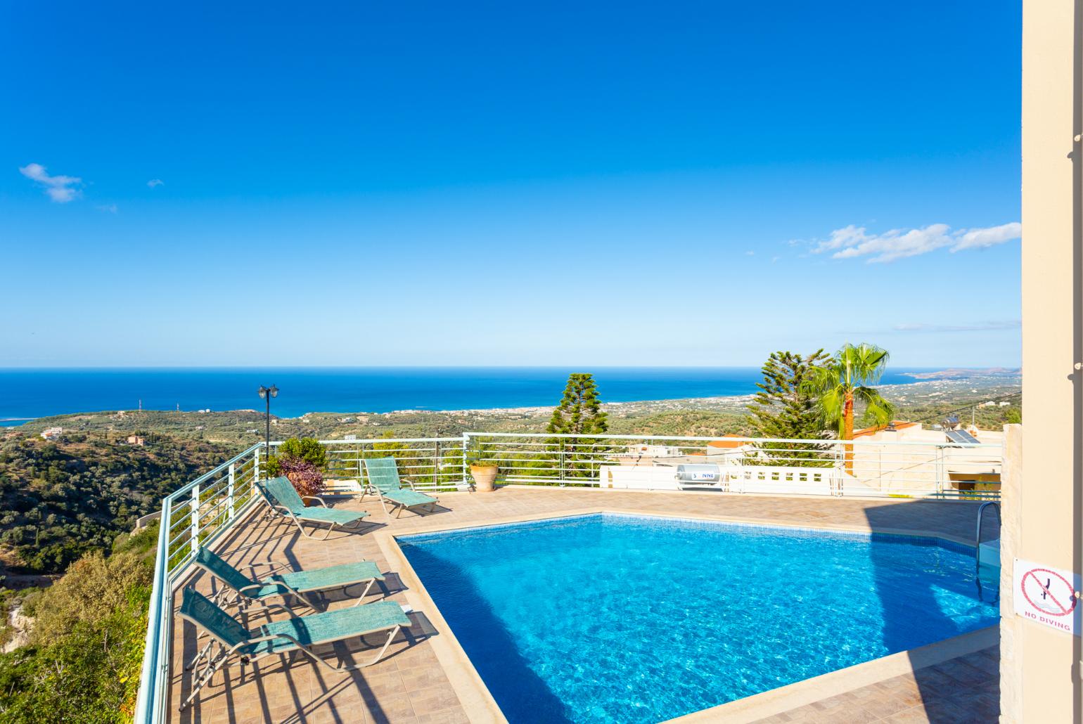 Private pool and terrace with panoramic sea views