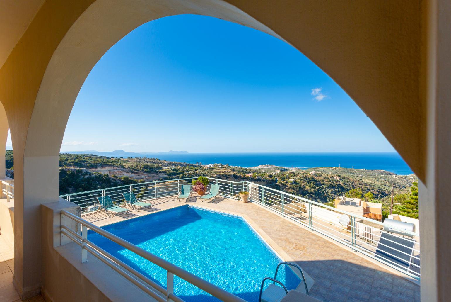 Sheltered terrace area with panoramic sea views