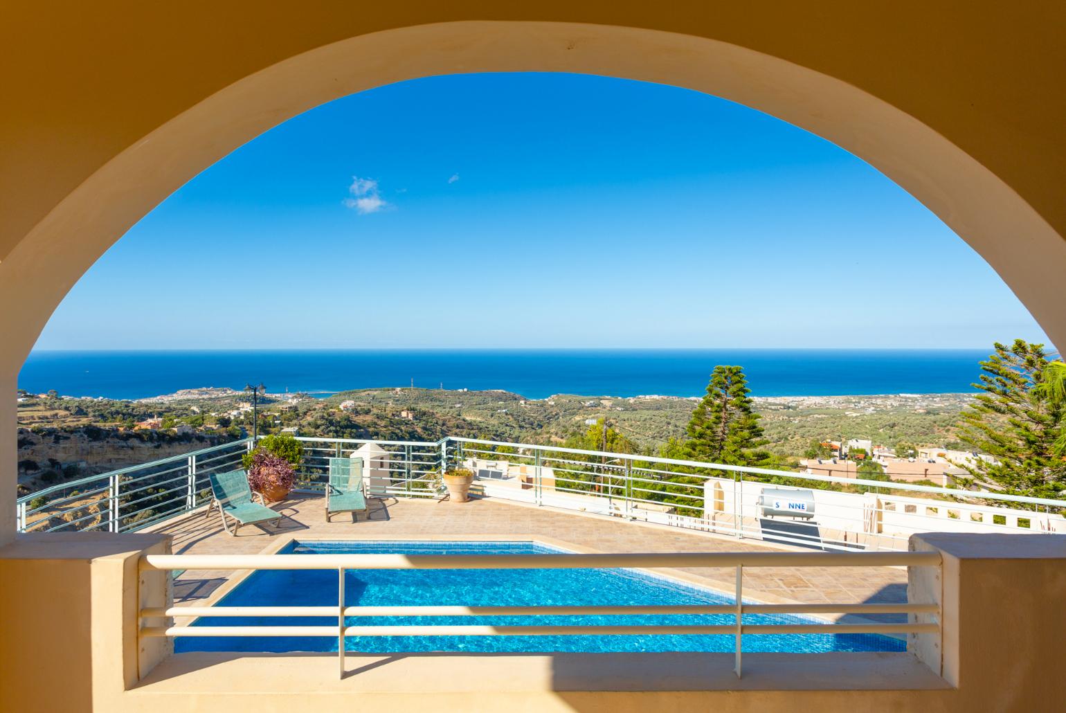 Sheltered terrace area with panoramic sea views