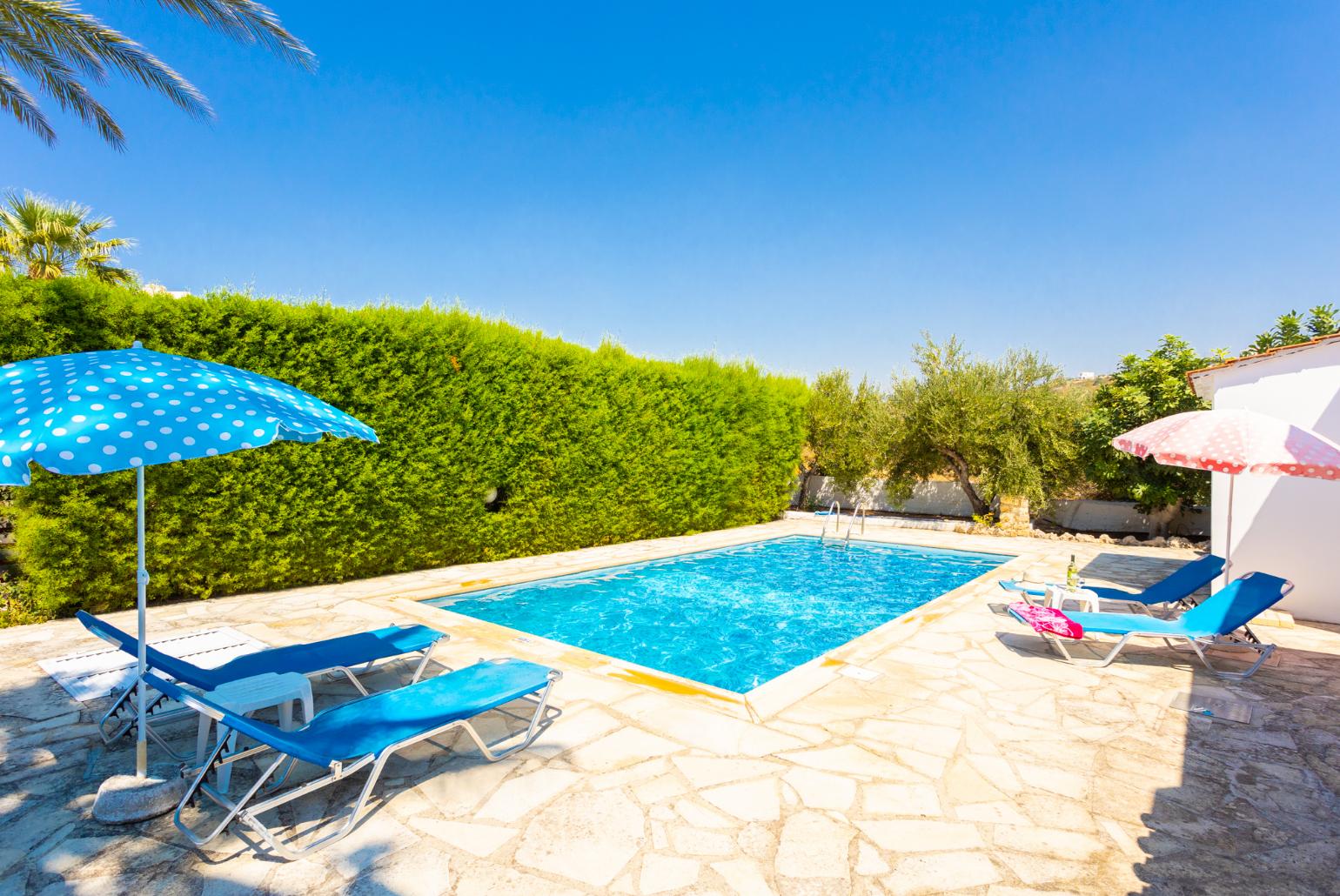 Private pool and terrace with sea views