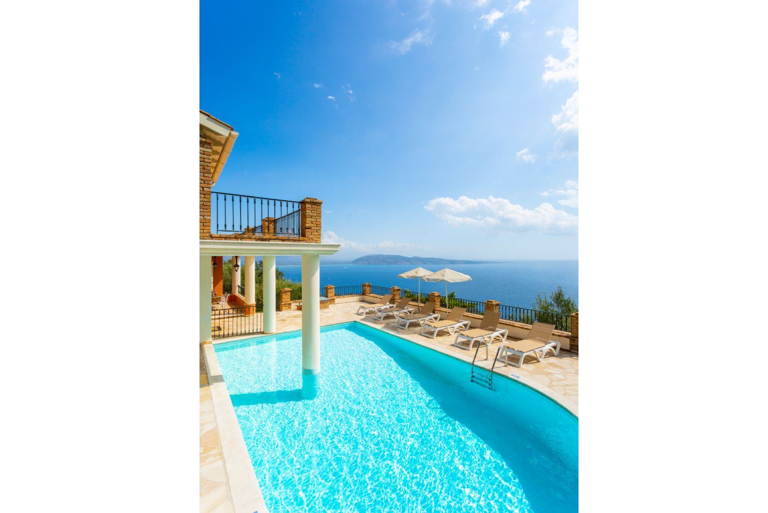 Private pool and terrace with panoramic sea views