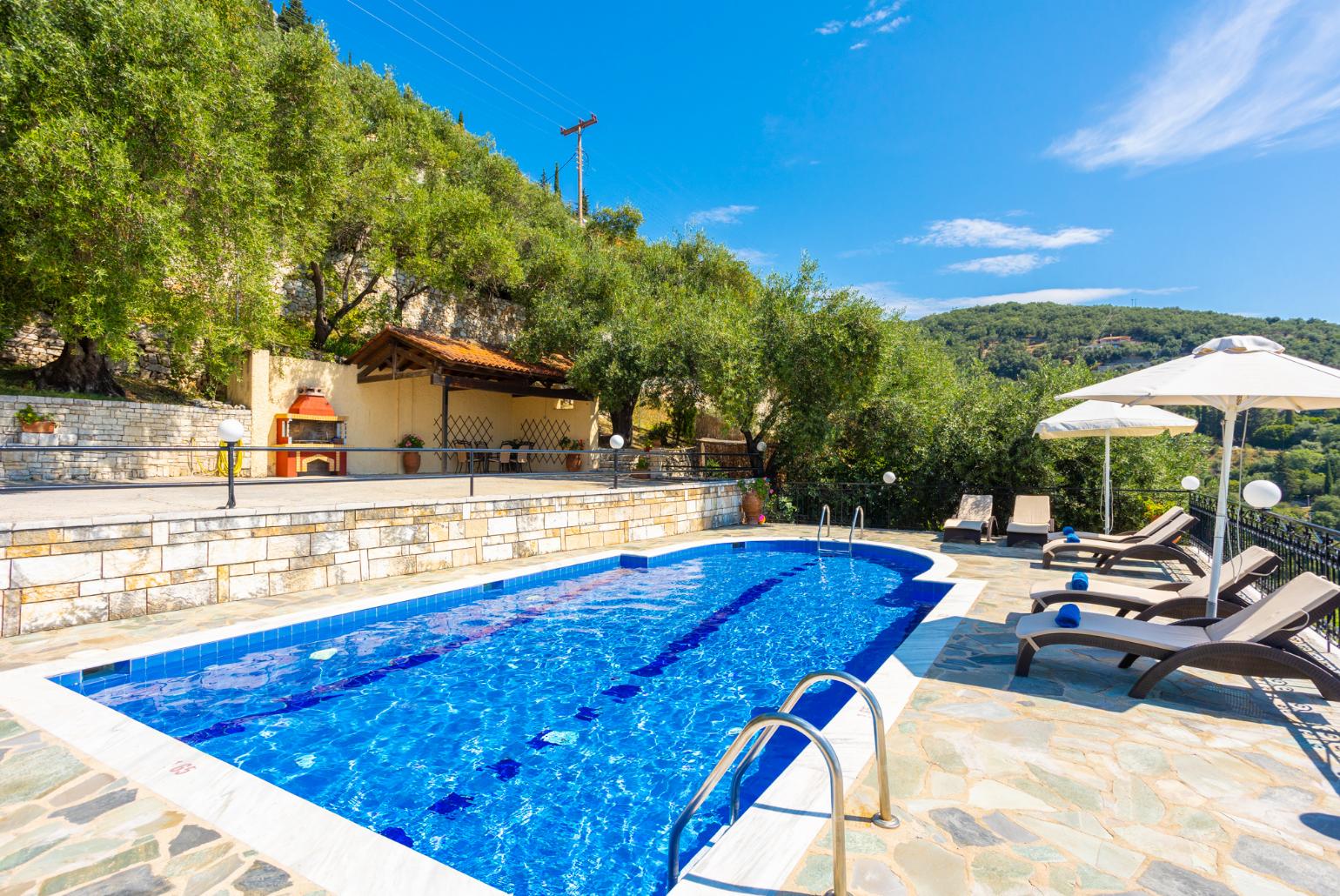 Private pool and terrace with panoramic sea views