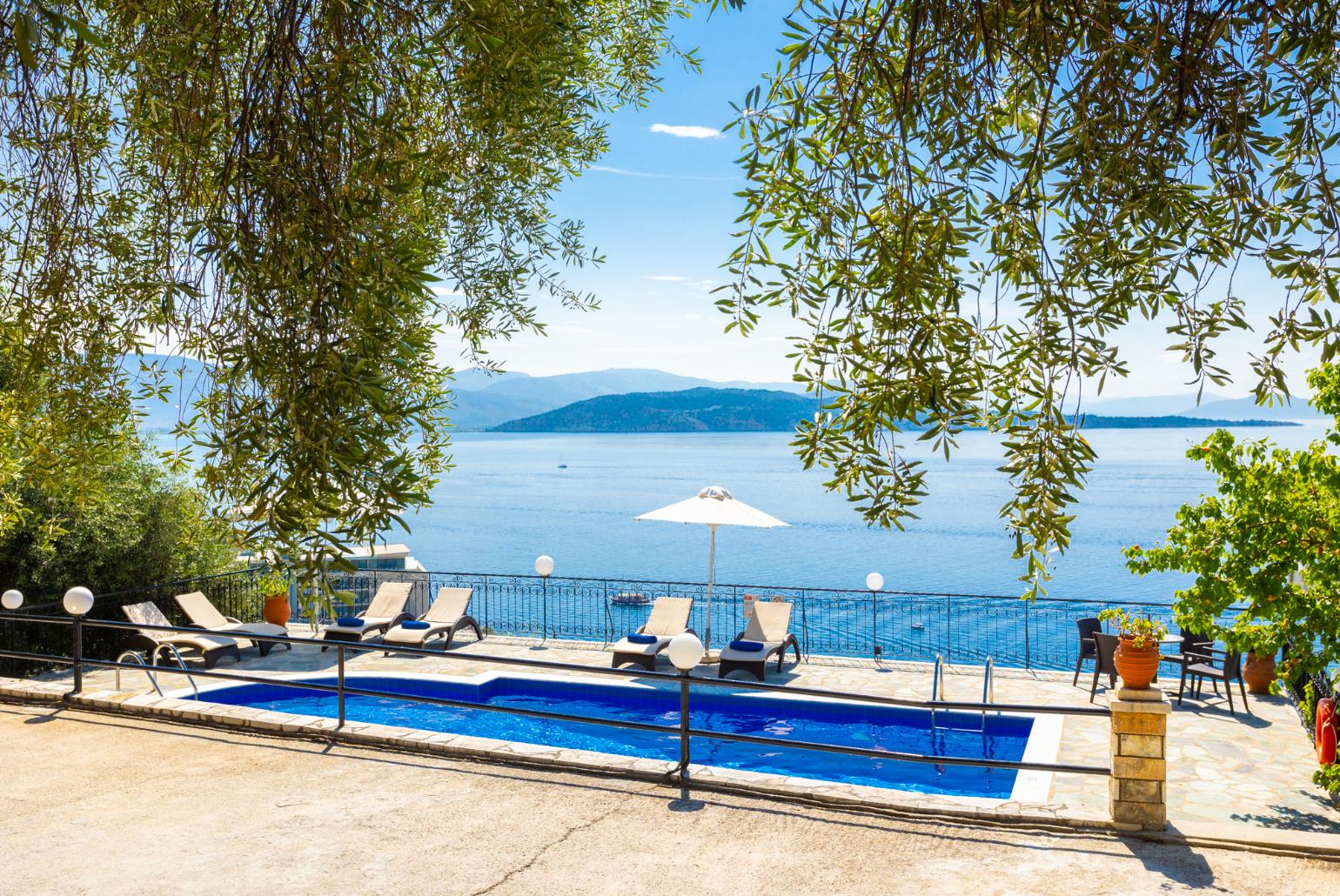 Private pool and terrace with panoramic sea views